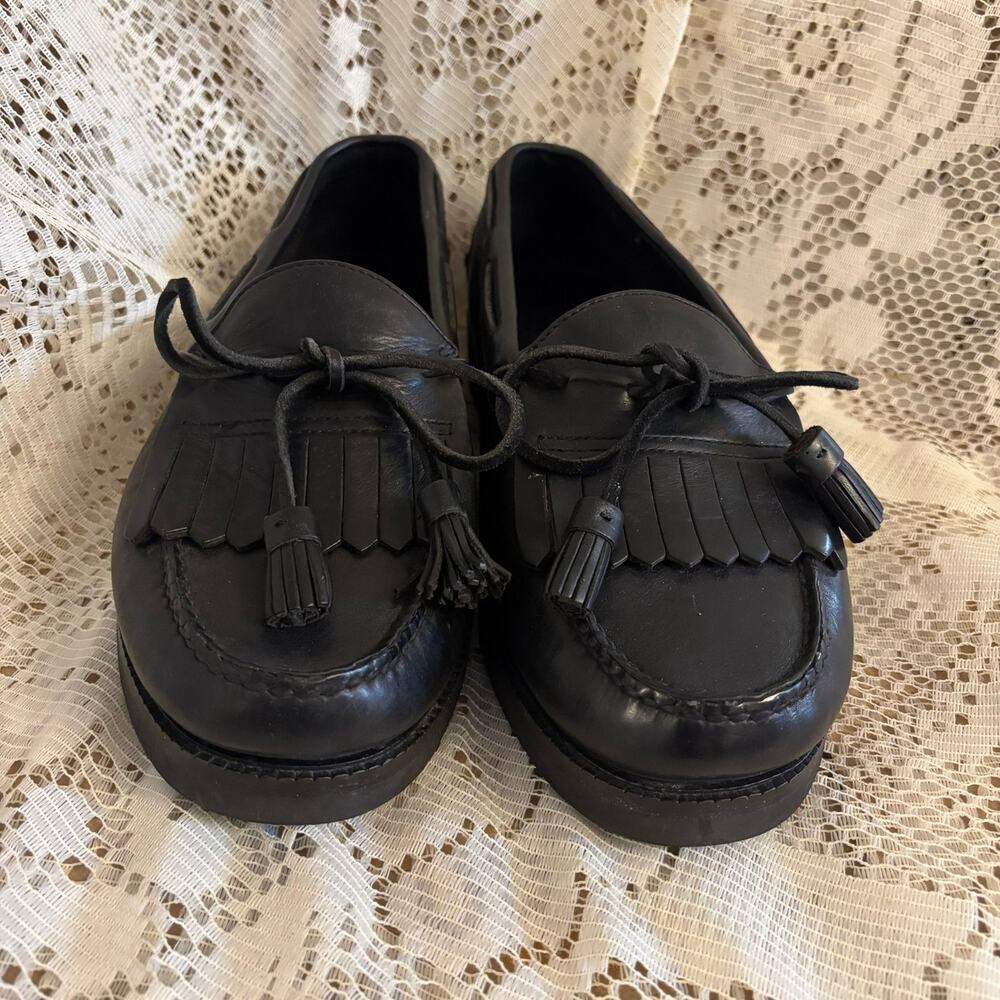 Cabela's Men's US 10.5 Black Leather Tassel And Kiltie Fringe Loafers Shoes